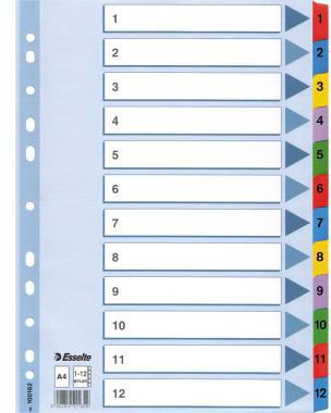 [9199144788] ESSELTE Zahlenregister Esselte DIN A4 160g/m² 1-12 Mylarkarton