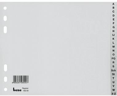 [9199146330] BENE A-Z Register Bene DIN A4 Polypropylen grau 20
