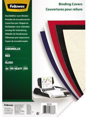 [9199146794] FELLOWES Einbanddeckel Fellowes® Chromolux DIN A4 250g/m² (rot)