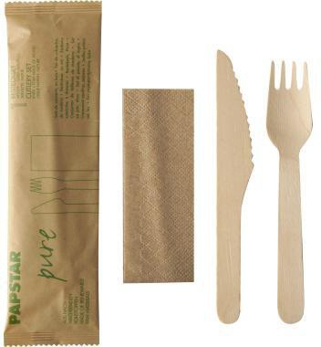 PAPSTAR Besteckgarnitur PAPSTAR pure Einweg Messer Gabel