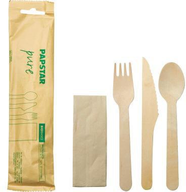 PAPSTAR Besteckgarnitur PAPSTAR pure Einweg je 1 x Serviette