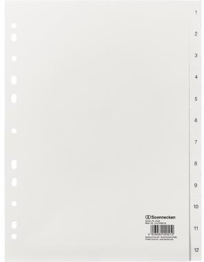 [9199148784] SOENNECKEN Zahlenregister Soennecken DIN A4 1-52 Polypropylen weiß (1-12)