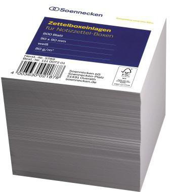 [9199148908] SOENNECKEN Zettelboxeinlage Soennecken 9 x 9 cm (B x H) 80g/m² weiß