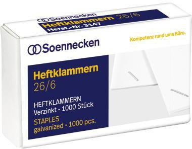 [9199149220] SOENNECKEN Heftklammer Soennecken 26/6 Stahl verzinkt 1.000