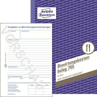 [9199149741] AVERY ZWECKFORM Bewirtungskostenbeleg Avery Zweckform DIN A5 60g/m² 50 Bl.