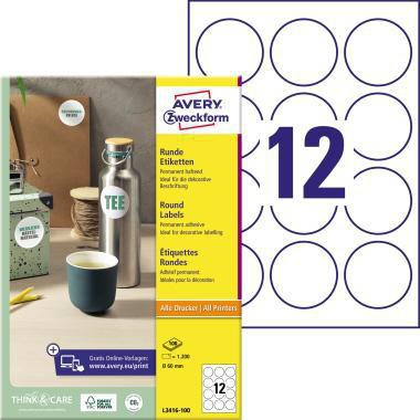 AVERY ZWECKFORM Universaletikett Avery Zweckform 60mm Papier weiß 1.200