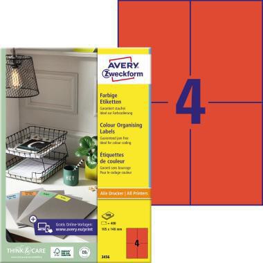 [9199149798] AVERY ZWECKFORM Universaletikett Avery Zweckform 105 x 148 mm (B x H) (rot)