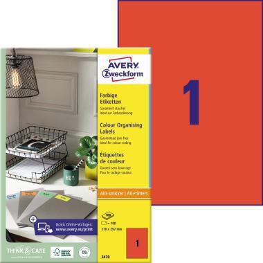 AVERY ZWECKFORM Universaletikett Avery Zweckform 210 x 297 mm (B x H)