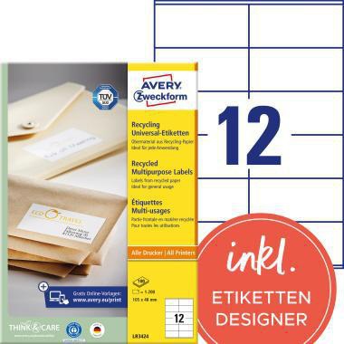 AVERY ZWECKFORM Universaletikett Avery Zweckform Recycling 105 x 48 mm (B