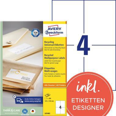 AVERY ZWECKFORM Universaletikett Avery Zweckform Recycling 105 x 148 mm