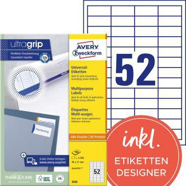 [9199149820] AVERY ZWECKFORM Universaletikett Avery Zweckform ultragrip 48 x 21 mm (B
