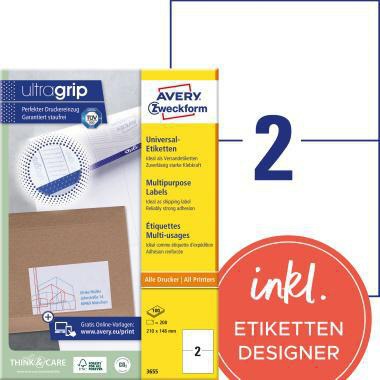 AVERY ZWECKFORM Universaletikett Avery Zweckform ultragrip 210 x 148 mm