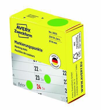 [9199149837] AVERY ZWECKFORM Markierungspunkt Avery Zweckform 19mm Papier grün 250 (grün)