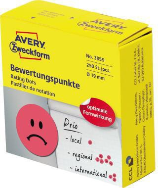AVERY ZWECKFORM Markierungspunkt Avery Zweckform 19mm Papier rot Gesicht