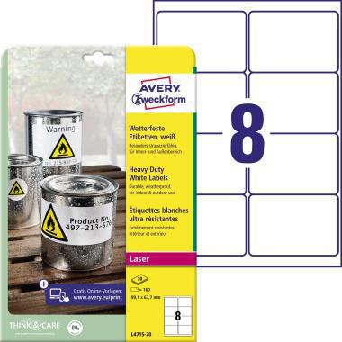 AVERY ZWECKFORM Folienetikett Avery Zweckform 99,1 x 67,6 mm (B x H)