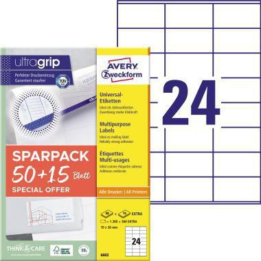 AVERY ZWECKFORM Universaletikett Avery Zweckform ultragrip SPARPACK 50 +