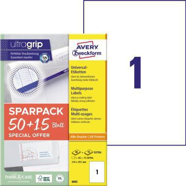 AVERY ZWECKFORM Universaletikett Avery Zweckform ultragrip SPARPACK 50 +