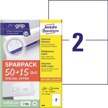 AVERY ZWECKFORM Universaletikett Avery Zweckform ultragrip SPARPACK 50 +