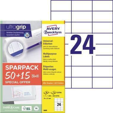 AVERY ZWECKFORM Universaletikett Avery Zweckform ultragrip SPARPACK 50 +