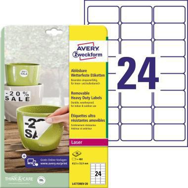 [9199149869] AVERY ZWECKFORM Folienetikett Avery Zweckform 63,5 x 33,9 mm (B x H)