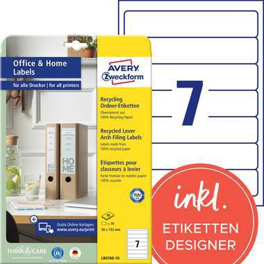 AVERY ZWECKFORM Ordnerrückenetikett Avery Zweckform Recycling schmal/kurz 38