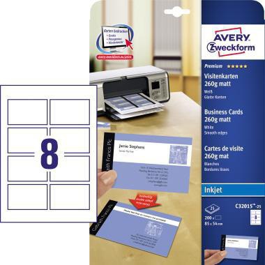 [9199149900] AVERY ZWECKFORM Visitenkarte Avery Zweckform Premium DIN A4 260g/m²