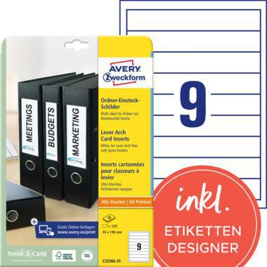 [9199149902] AVERY ZWECKFORM Rückenschild Avery Zweckform schmal/kurz 30 x 190 mm