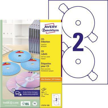 [9199149906] AVERY ZWECKFORM CD/DVD Etikett Avery Zweckform 117mm Papier weiß 200