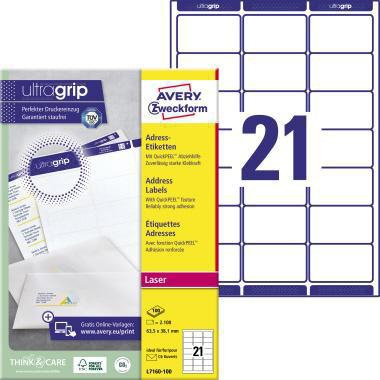 AVERY ZWECKFORM Adressetikett Avery Zweckform ultragrip 63,5 x 38,1 mm