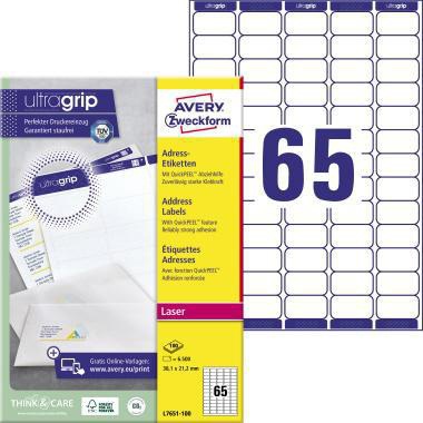 AVERY ZWECKFORM Adressetikett Avery Zweckform ultragrip 38,1 x 21,2 mm