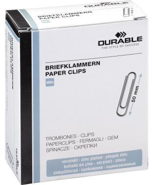 [9199150341] DURABLE Büroklammer DURABLE runde Form 50mm Metall zink 100