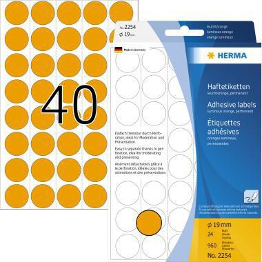 [9199151068] HERMA Markierungspunkt HERMA 19mm Papier leuchtorange 960 (leuchtorange)