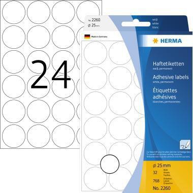 HERMA Markierungspunkt HERMA 25mm Papier weiß 768 Etik./Pack.
