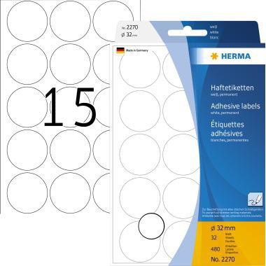 HERMA Markierungspunkt HERMA 32mm Papier weiß 480 Etik./Pack.
