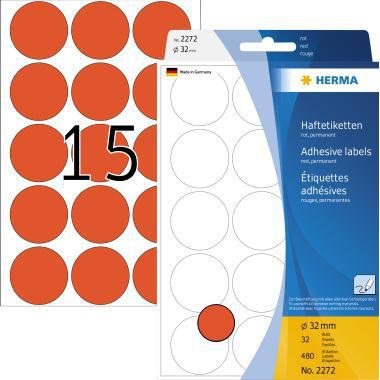 [9199151074] HERMA Markierungspunkt HERMA 32mm Papier rot 480 Etik./Pack. (rot)