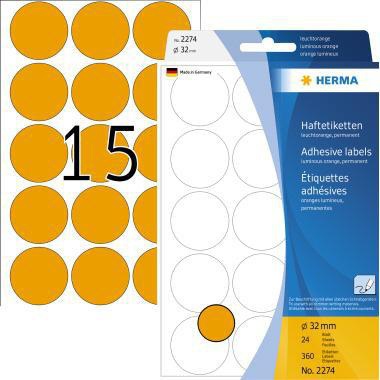 HERMA Markierungspunkt HERMA 32mm Papier leuchtorange 360