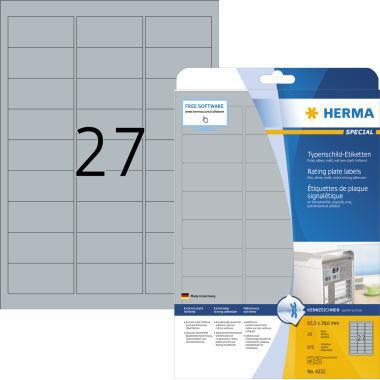 [9199151093] HERMA Typenschildetikett HERMA 63,5 x 29,6 mm (B x H) silber 675