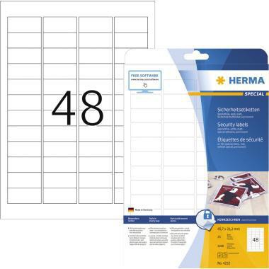 HERMA Sicherheitsetikett HERMA 45,7 x 21,2 mm (B x H) weiß 1.200