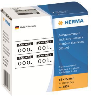 [9199151195] HERMA Nummernetikett HERMA 15 x 22 mm (B x H) doppelt Papier (schwarz)