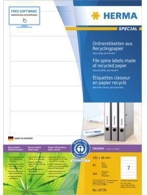 [9199151294] HERMA Ordnerrückenetikett HERMA Recycling schmal/kurz 38 x 192 mm