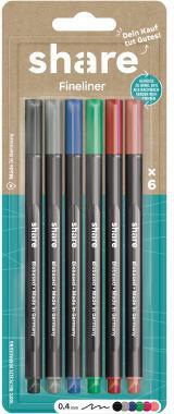 SHARE Fineliner share 0,4mm 6 Farben 6 St./Pack.