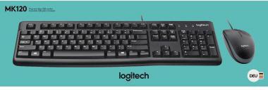 LOGITECH Tastatur-Maus-Set Logitech MK120 QWERTZ USB-A 1,8m schwarz